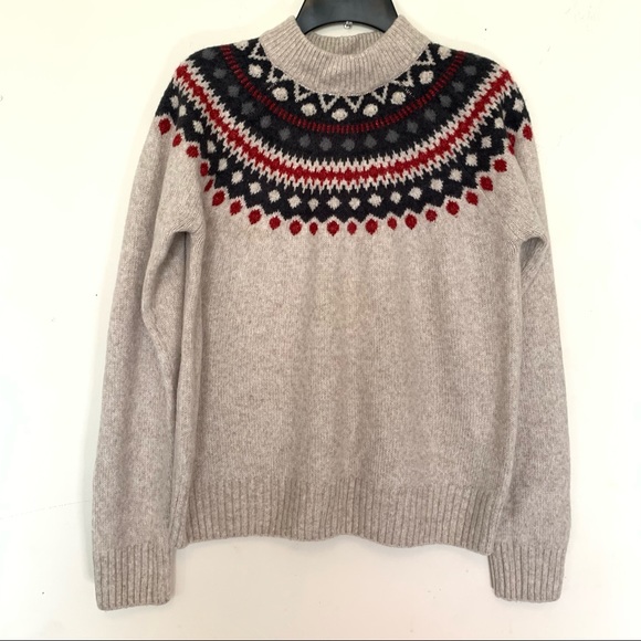 H&M LOGG Jacquard Knit Sweater Fair Isle Wool Blend Mock/crew Neck Small - Picture 2 of 5